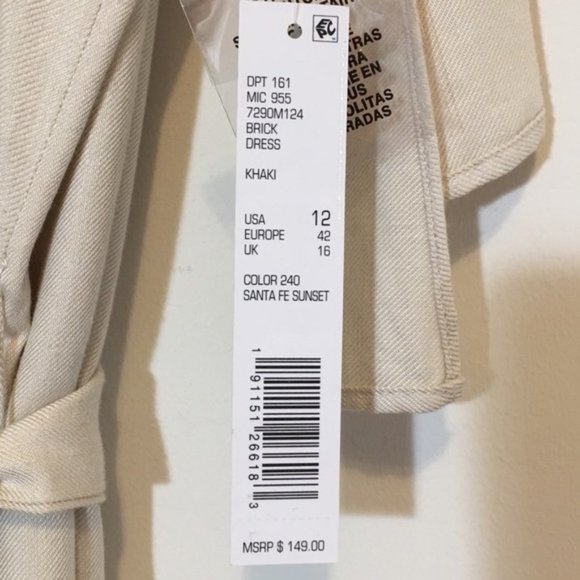 Antonio Melani Womens Cold Shoulder Twill Dress Khaki Tan Short Sleeves size 12 - Picture 8 of 8